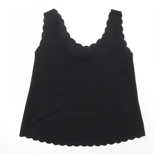 Candy Crush Womens Black Polyester Basic Tank Size S V-Neck - Scallop Hem
