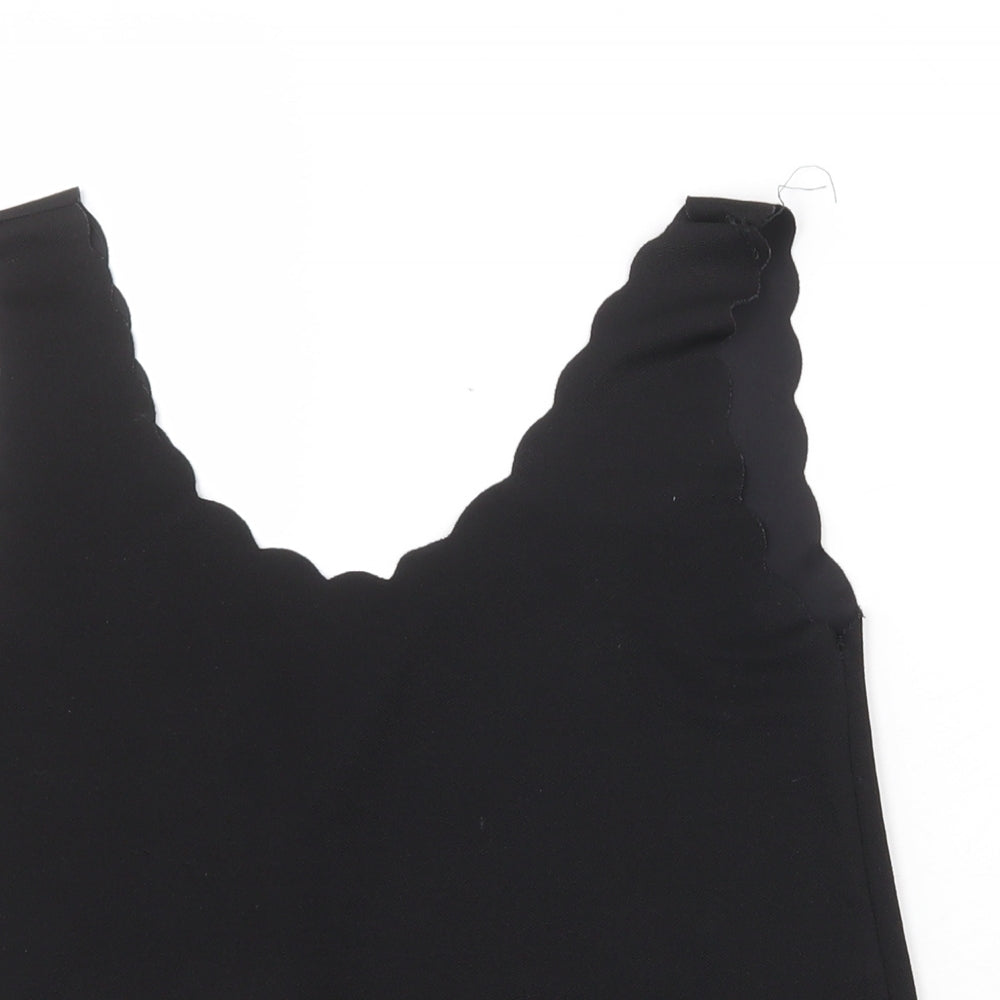 Candy Crush Womens Black Polyester Basic Tank Size S V-Neck - Scallop Hem