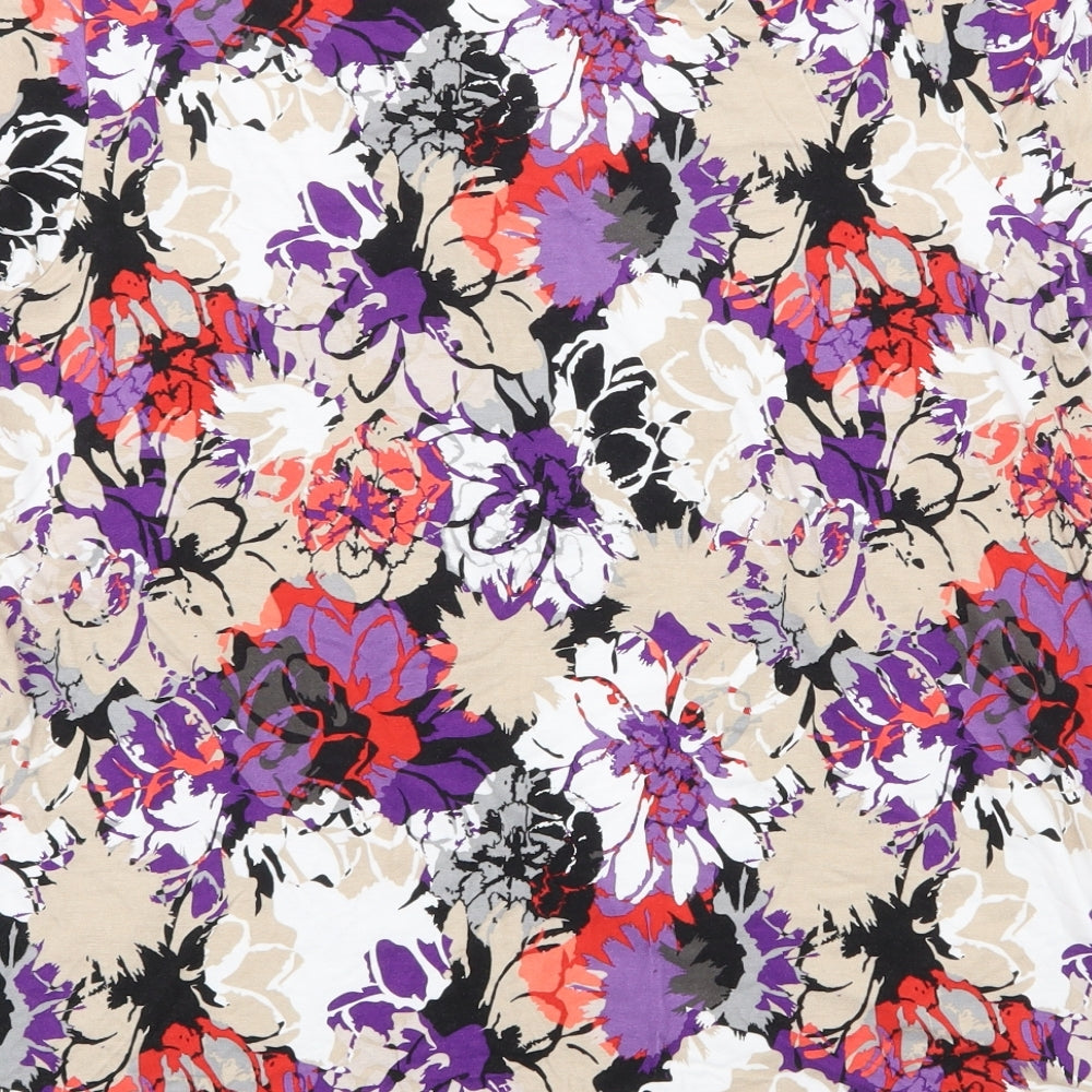 Marks and Spencer Womens Multicoloured Floral Viscose Basic T-Shirt Size 20 Round Neck