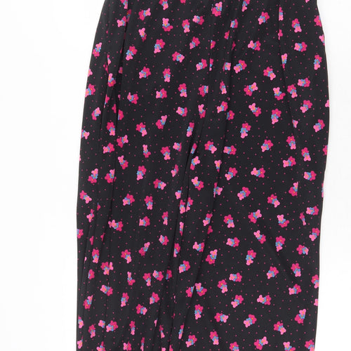 Exclusive Fashion Womens Black Floral Polyester Jumpsuit One-Piece Size 10 Pullover