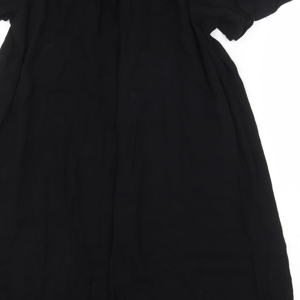 Jeff & Co Womens Black Viscose Mini Size 14 Off the Shoulder Pullover - 3D Flower Detail