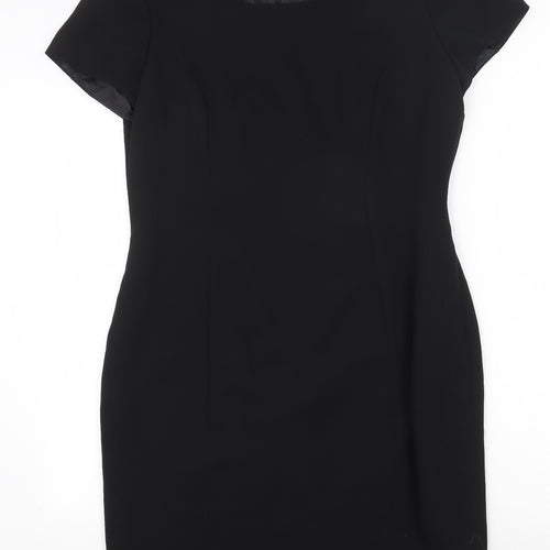 Worthington Industries Womens Black Polyester Shift Size 10 Round Neck Zip