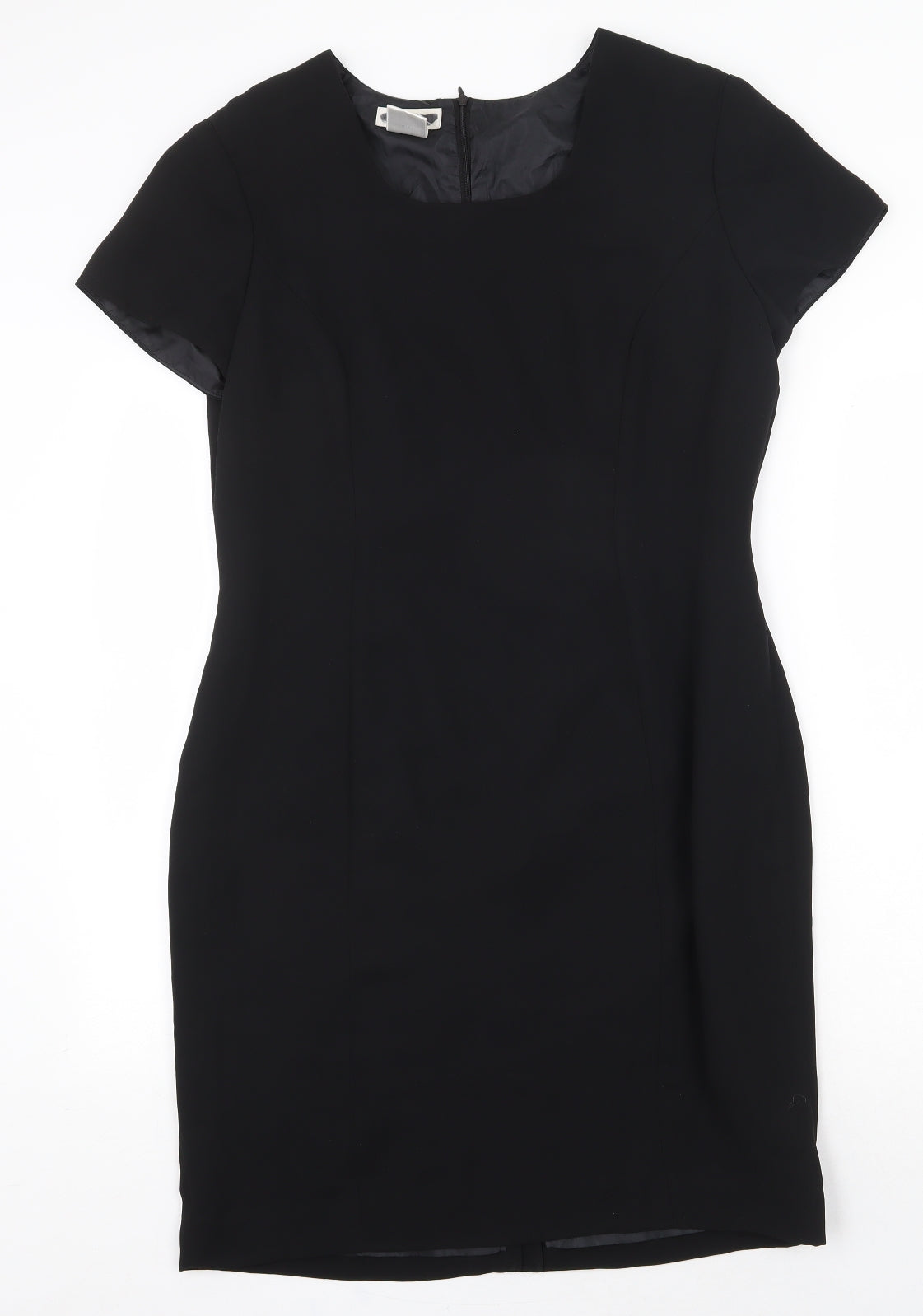 Worthington Industries Womens Black Polyester Shift Size 10 Round Neck Zip