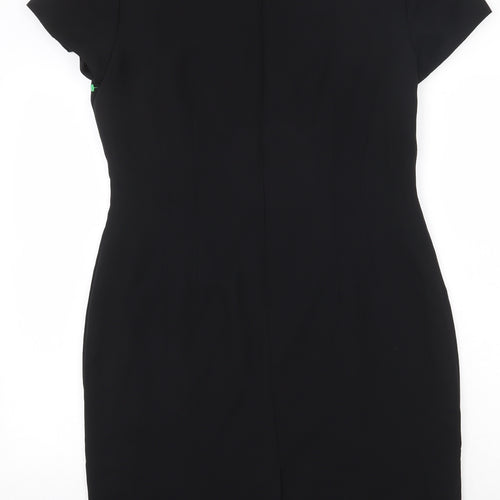 Worthington Industries Womens Black Polyester Shift Size 10 Round Neck Zip