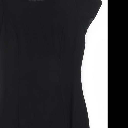Worthington Industries Womens Black Polyester Shift Size 10 Round Neck Zip