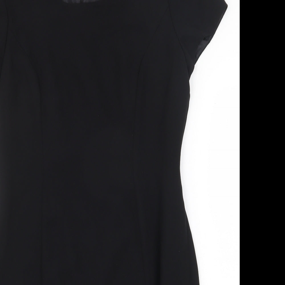 Worthington Industries Womens Black Polyester Shift Size 10 Round Neck Zip