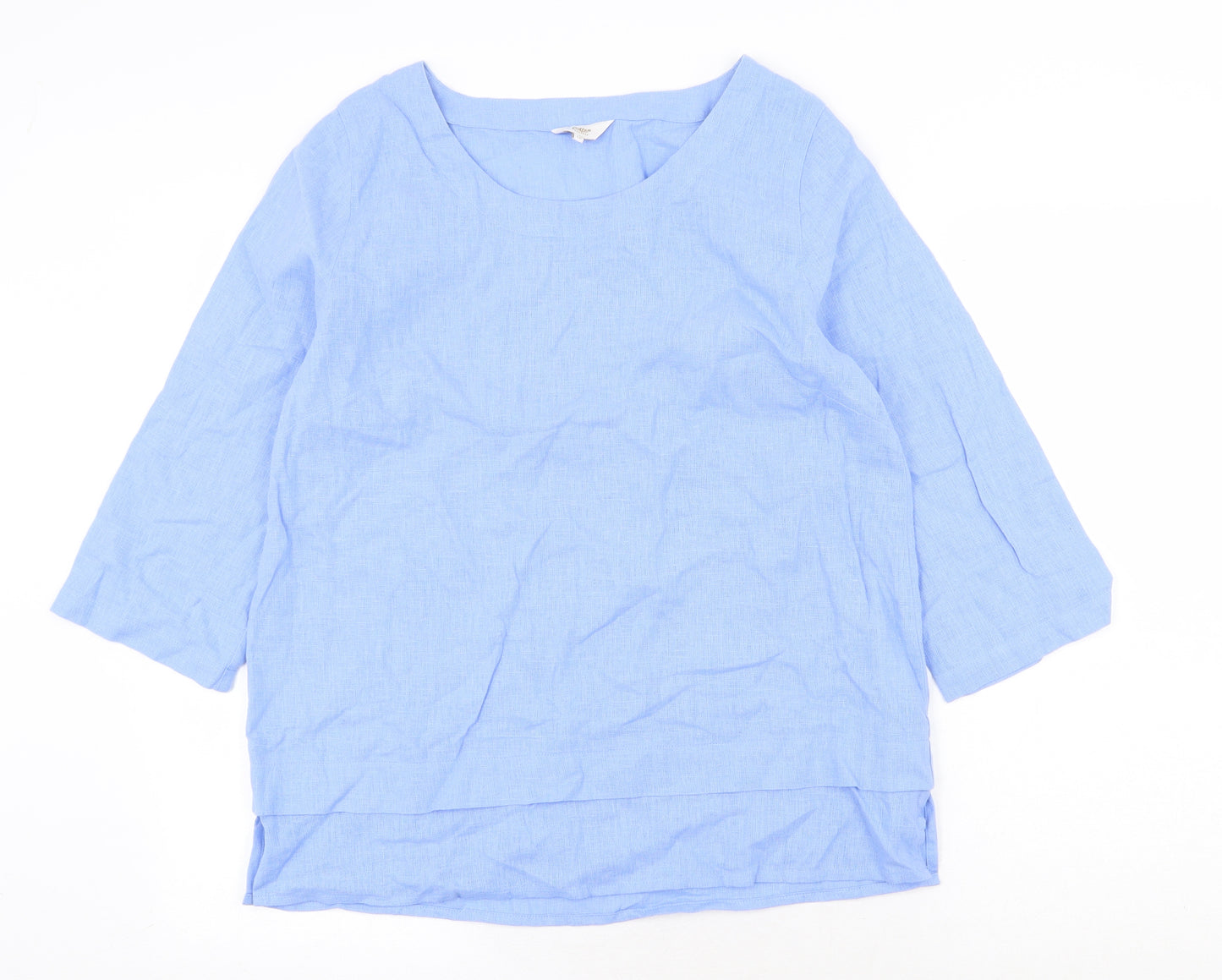 Cotton Traders Womens Blue Cotton Basic Blouse Size 10 Scoop Neck
