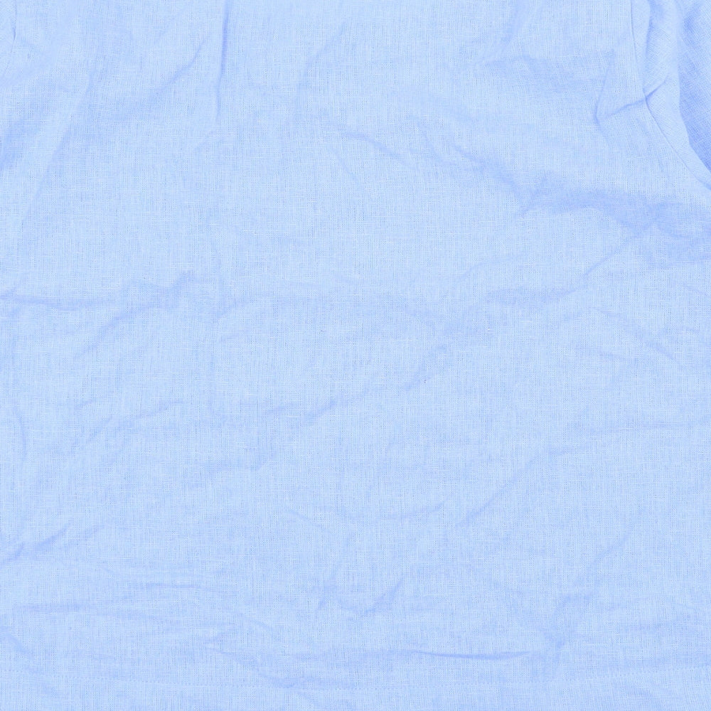 Cotton Traders Womens Blue Cotton Basic Blouse Size 10 Scoop Neck