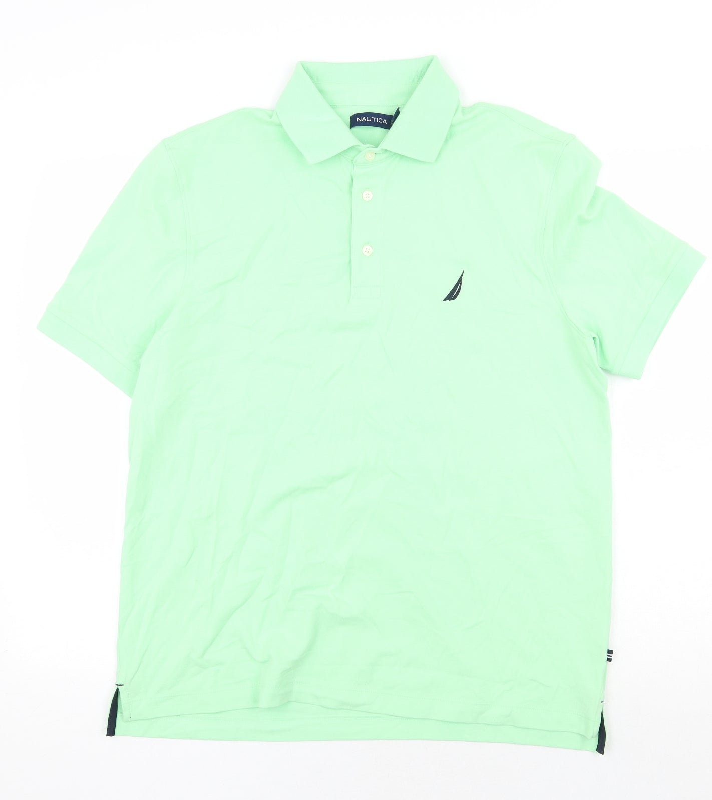 Nautica Mens Green Cotton Polo Size M Collared Button