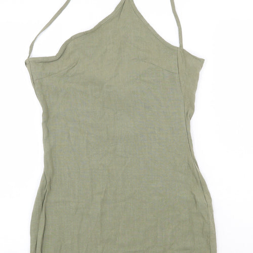 PRETTYLITTLETHING Womens Green Viscose Mini Size 6 Halter Pullover