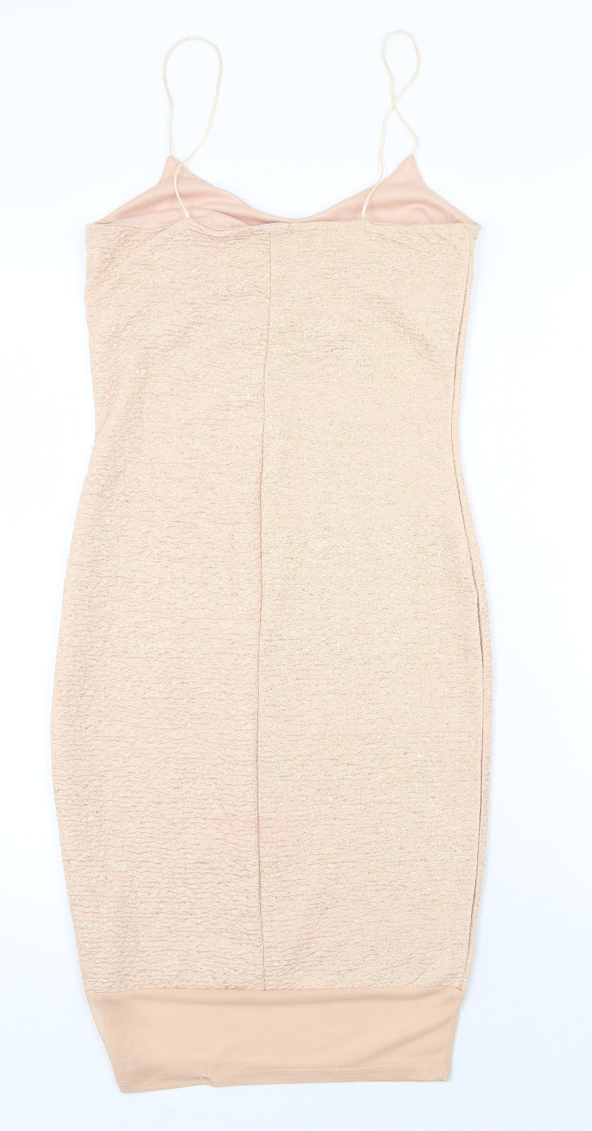 River Island Womens Gold Polyester Bodycon Size 8 Scoop Neck Pullover
