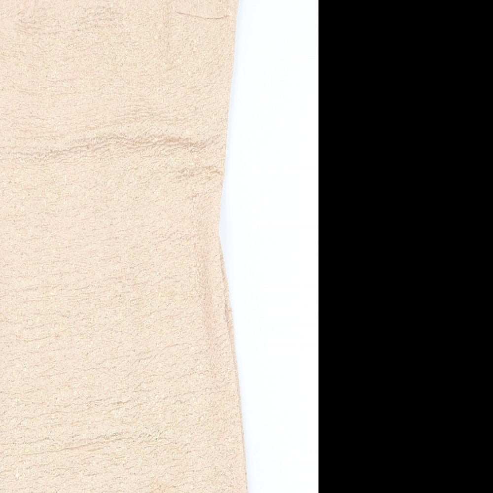 River Island Womens Gold Polyester Bodycon Size 8 Scoop Neck Pullover