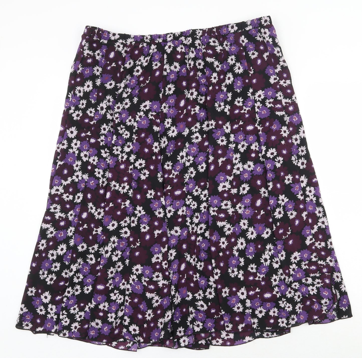 Afibel Womens Purple Floral Polyester Flare Skirt Size 20