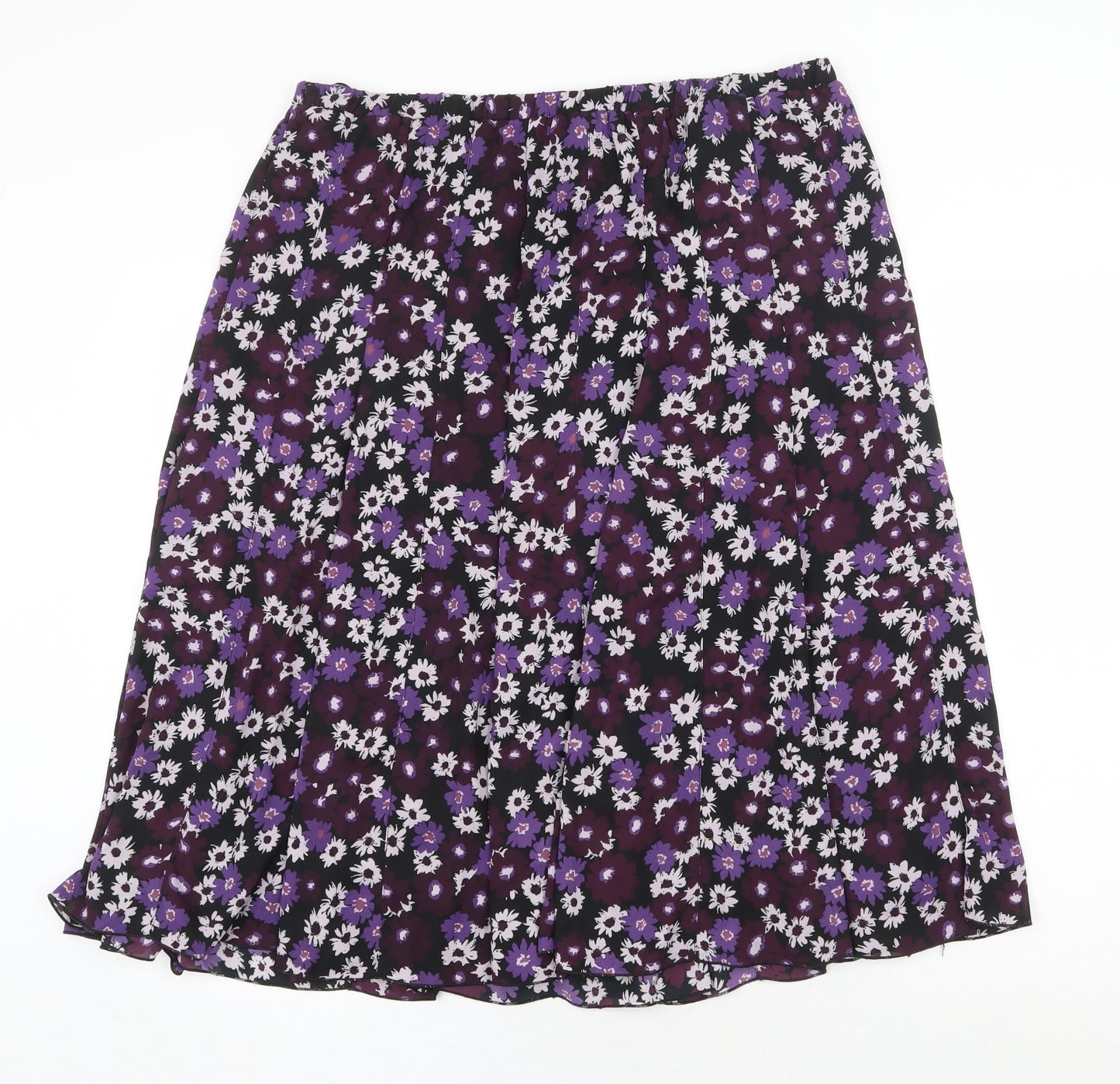 Afibel Womens Purple Floral Polyester Flare Skirt Size 20