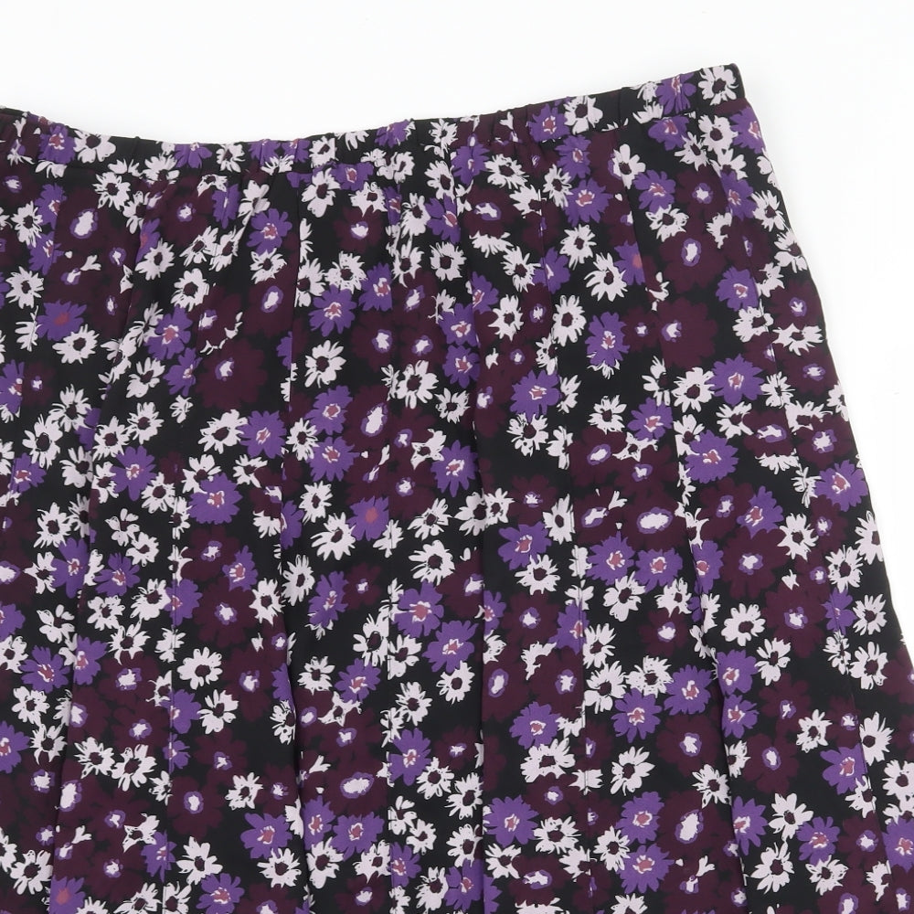 Afibel Womens Purple Floral Polyester Flare Skirt Size 20