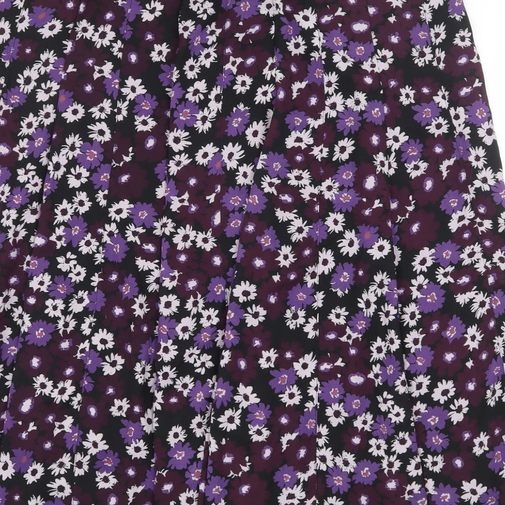 Afibel Womens Purple Floral Polyester Flare Skirt Size 20