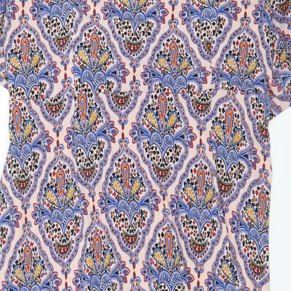 NEXT Womens Multicoloured Geometric Polyester Wrap Dress Size 22 V-Neck Pullover