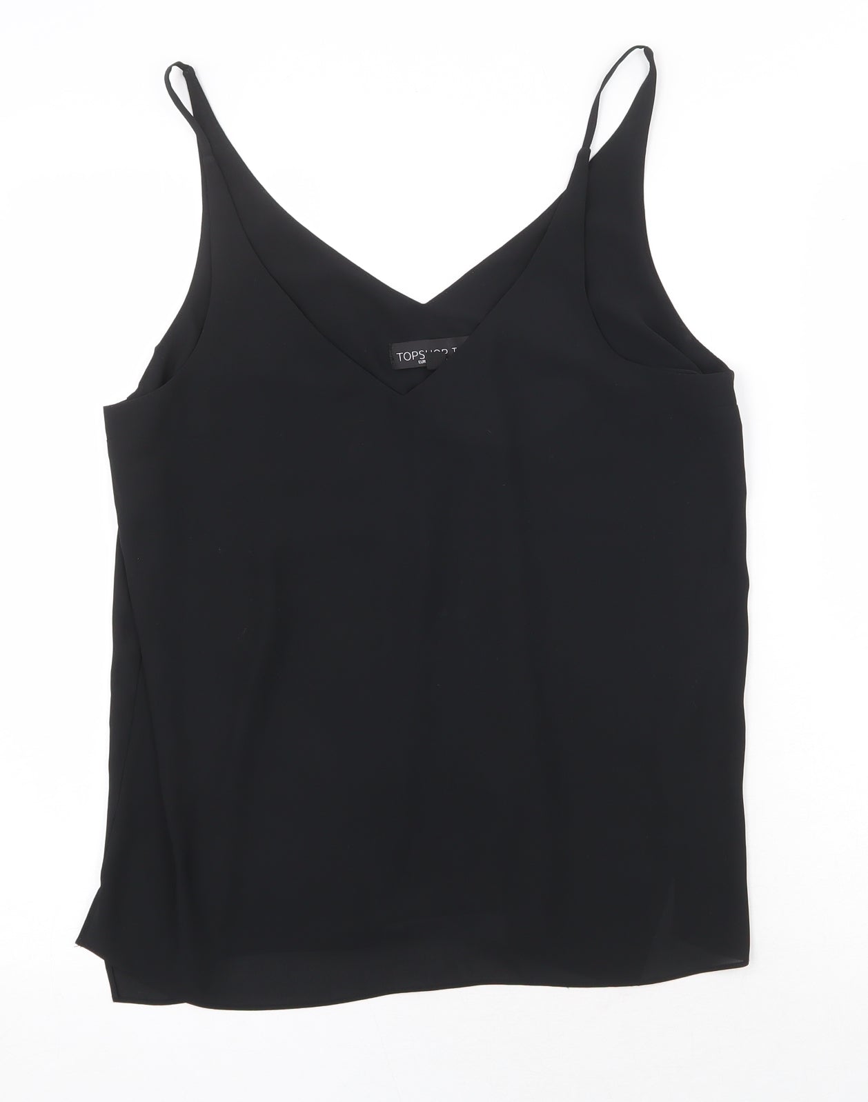 Topshop Womens Black Polyester Basic Tank Size 12 V-Neck