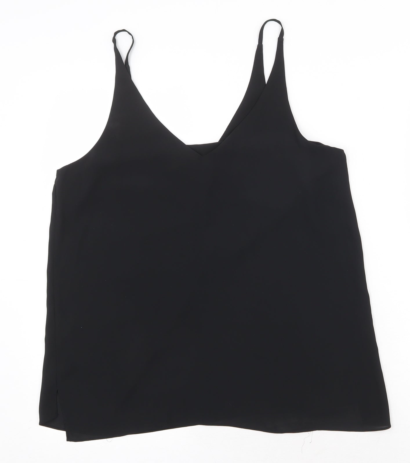 Topshop Womens Black Polyester Basic Tank Size 12 V-Neck