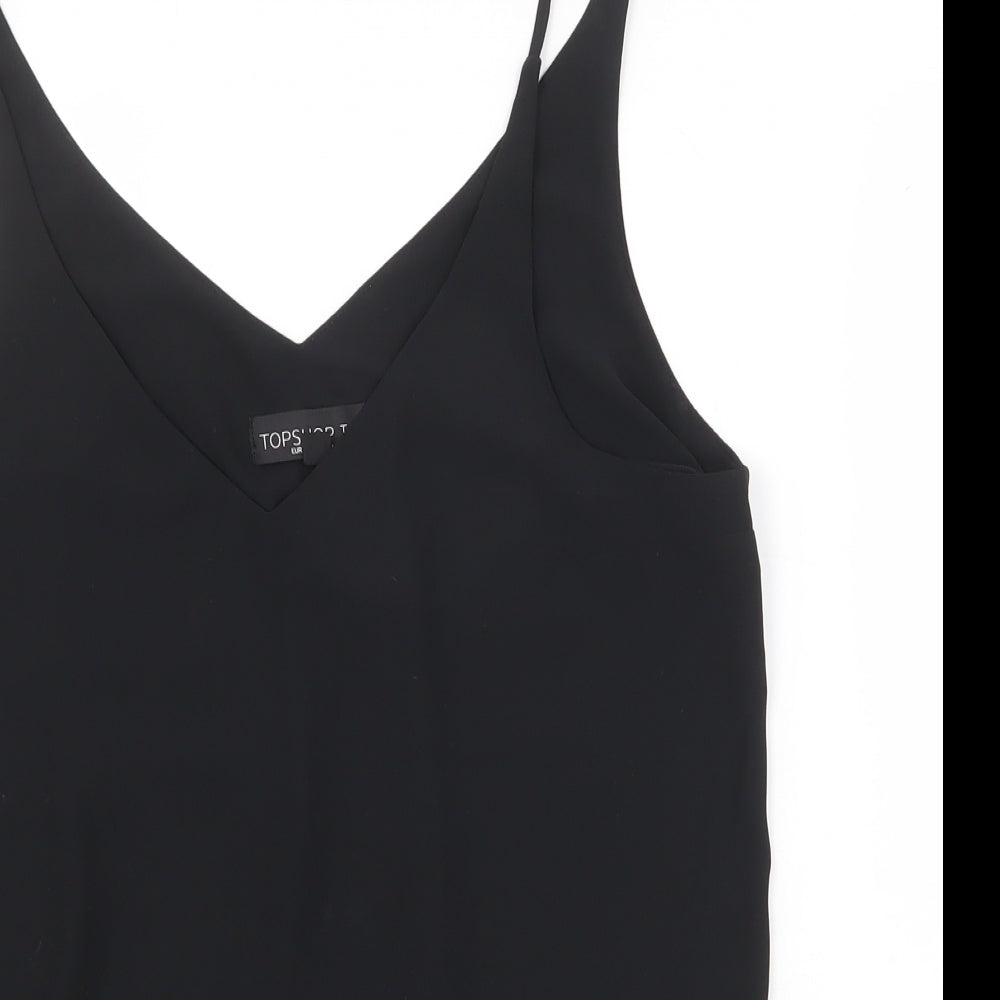 Topshop Womens Black Polyester Basic Tank Size 12 V-Neck