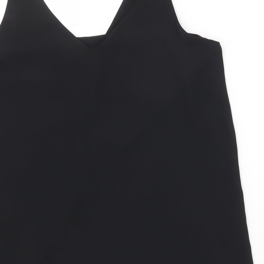 Topshop Womens Black Polyester Basic Tank Size 12 V-Neck