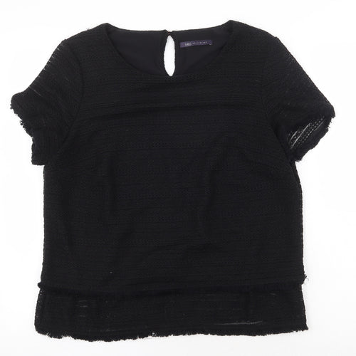 Marks and Spencer Womens Black Polyester Basic T-Shirt Size 12 Round Neck