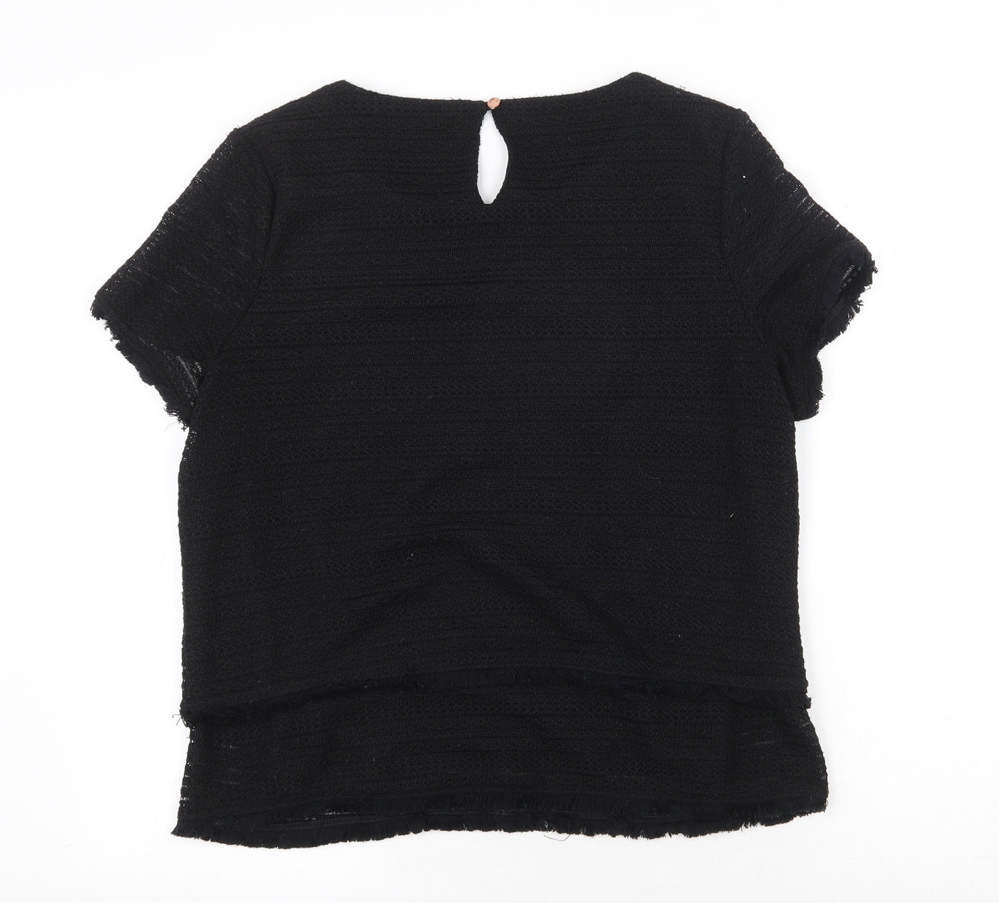 Marks and Spencer Womens Black Polyester Basic T-Shirt Size 12 Round Neck