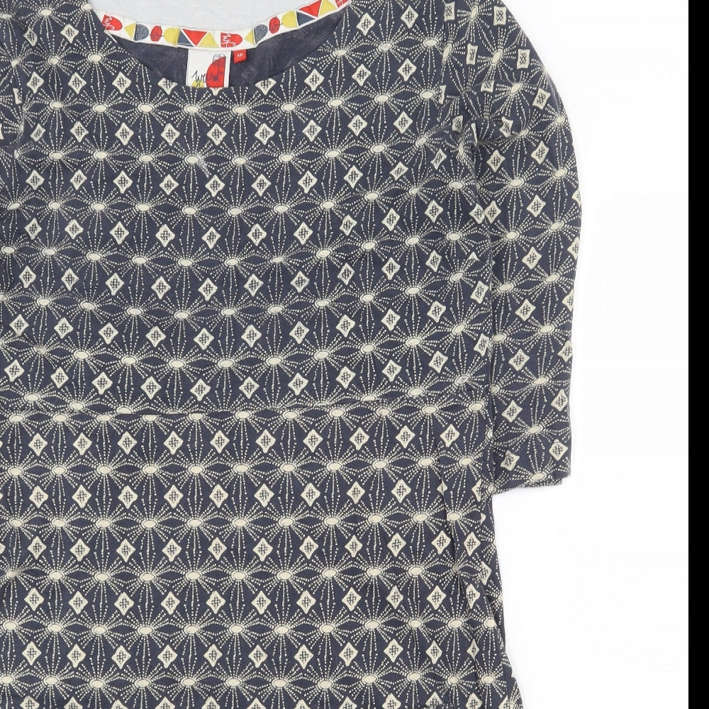 Weird Fish Womens Multicoloured Geometric 100% Cotton A-Line Size 12 Scoop Neck Pullover