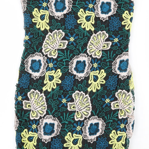 Julien Macdonald Womens Multicoloured Floral Polyester Sheath Size 8 V-Neck Zip