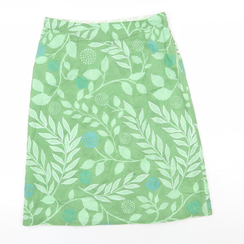 Preworn Womens Green Floral Polyester A-Line Skirt Size 28 in Button