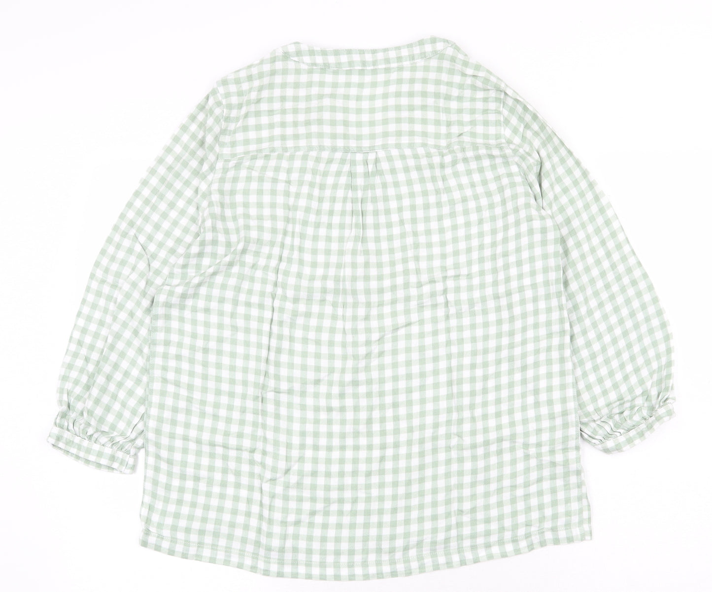 Ede & Ravenscroft Womens Green Geometric Cotton Basic Blouse Size 6 V-Neck
