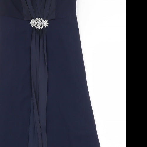 Debut Womens Blue Polyester A-Line Size 8 Sweetheart Zip