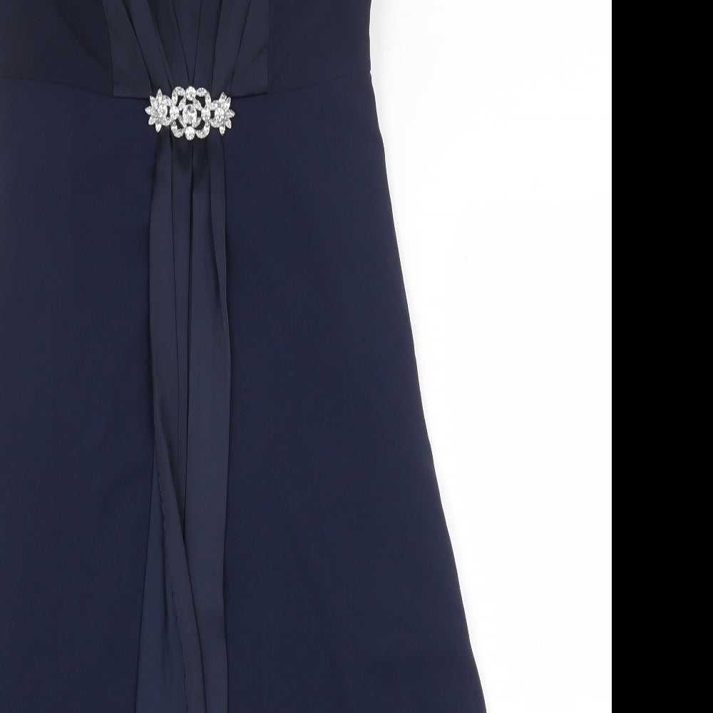 Debut Womens Blue Polyester A-Line Size 8 Sweetheart Zip