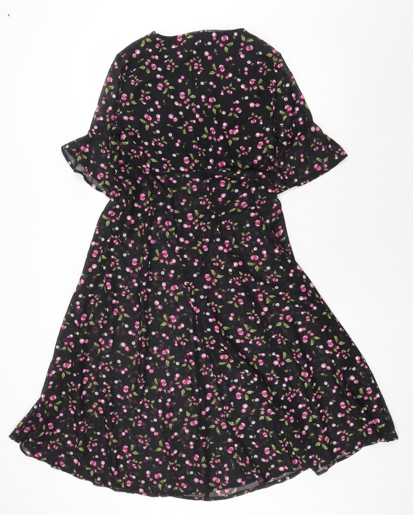 Betsey Johnson Womens Black Floral Polyester A-Line Size 4XL V-Neck Pullover