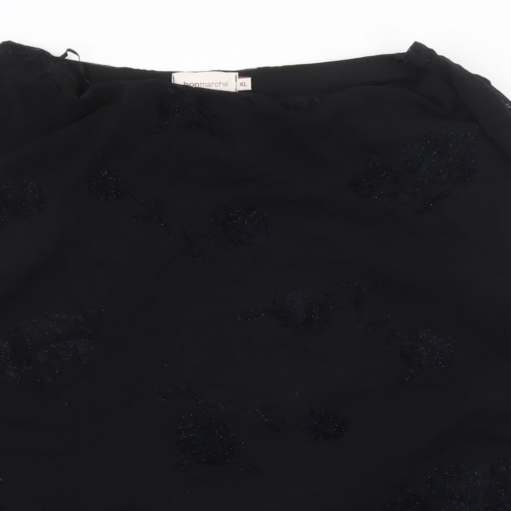 Bonmarché Womens Black Nylon Basic Blouse Size XL Boat Neck