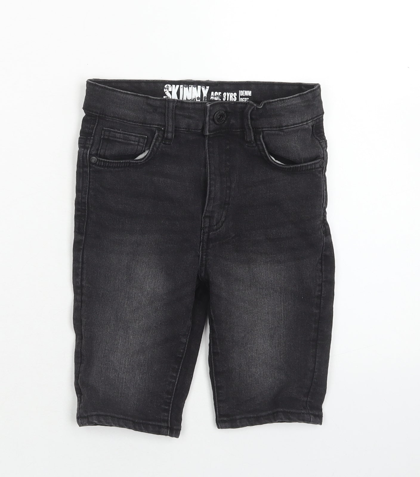 Matalan Boys Black Cotton Bermuda Shorts Size 8 Years Regular Buckle