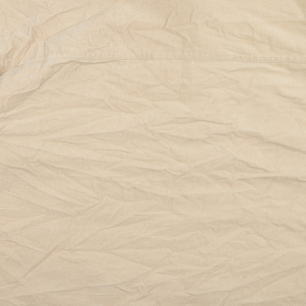 H&M Mens Beige Cotton Button-Up Size L Collared Button
