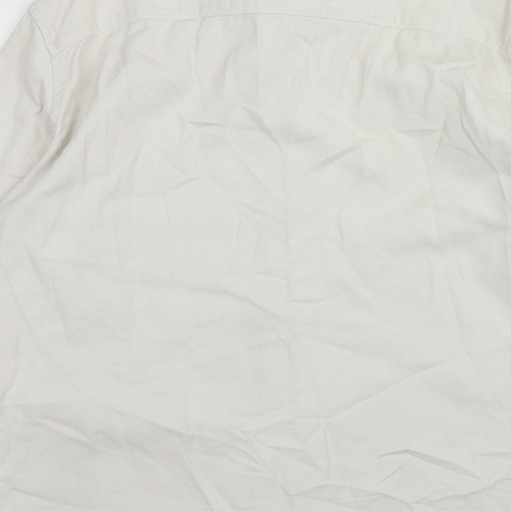 H&M Mens White Cotton Button-Up Size M Collared Button