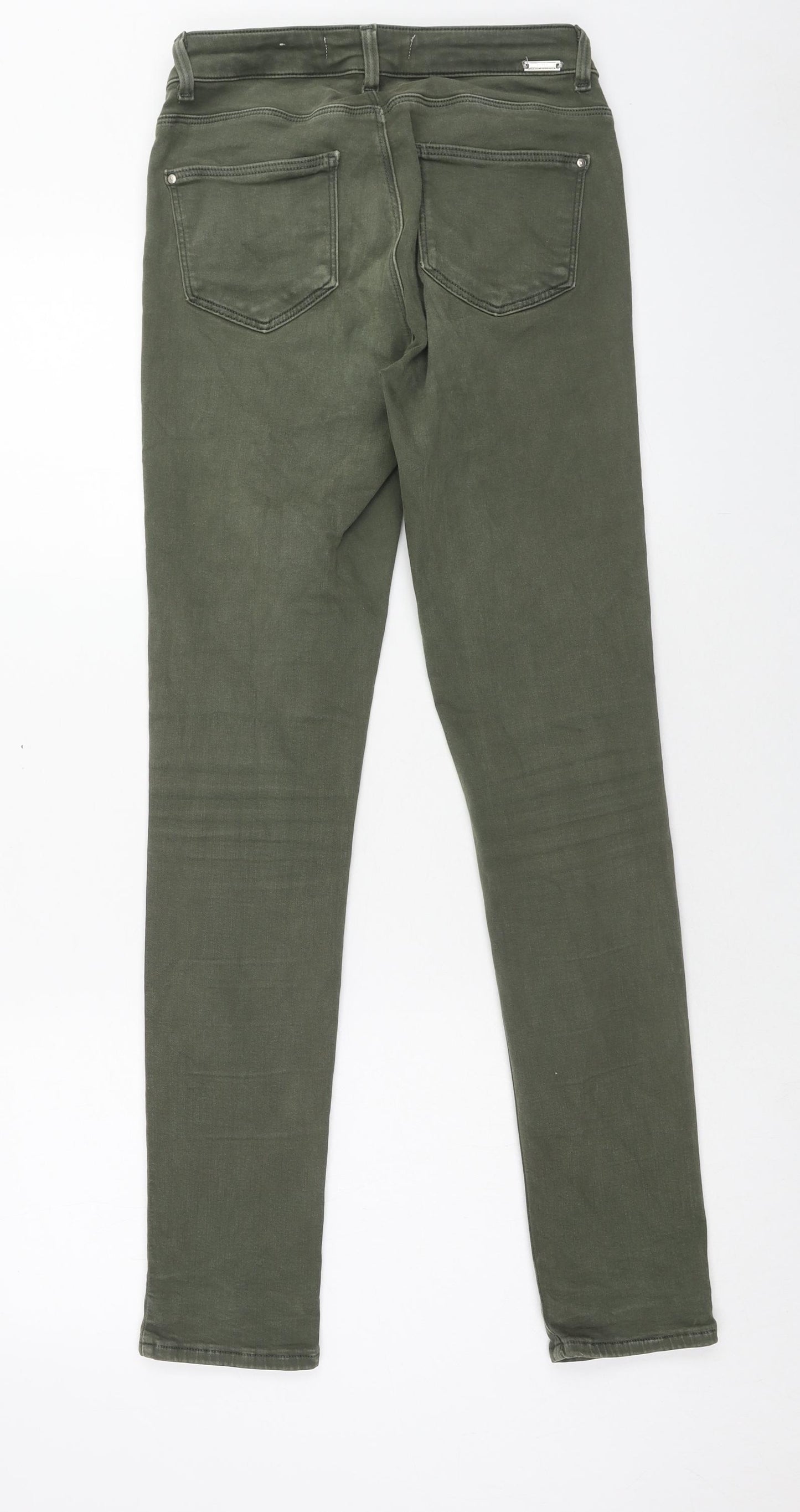 Zara Womens Green Cotton Skinny Jeans Size 10 Regular Button