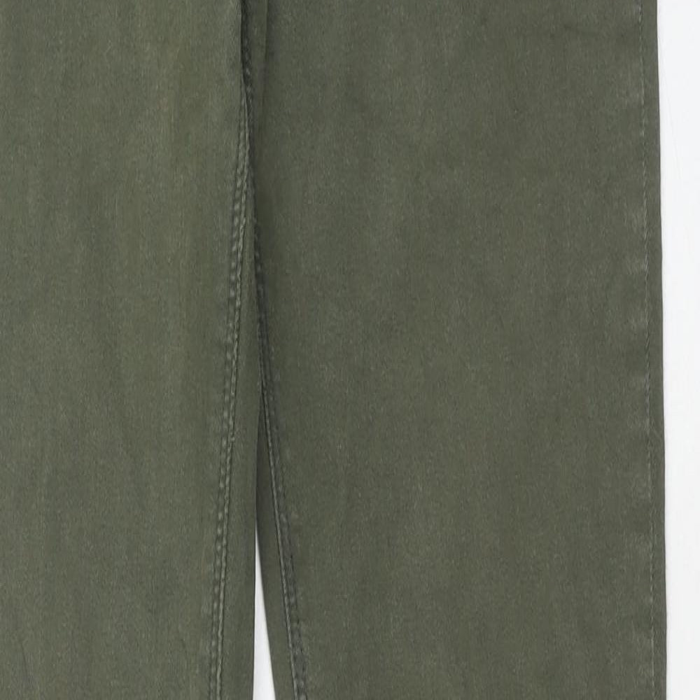 Zara Womens Green Cotton Skinny Jeans Size 10 Regular Button