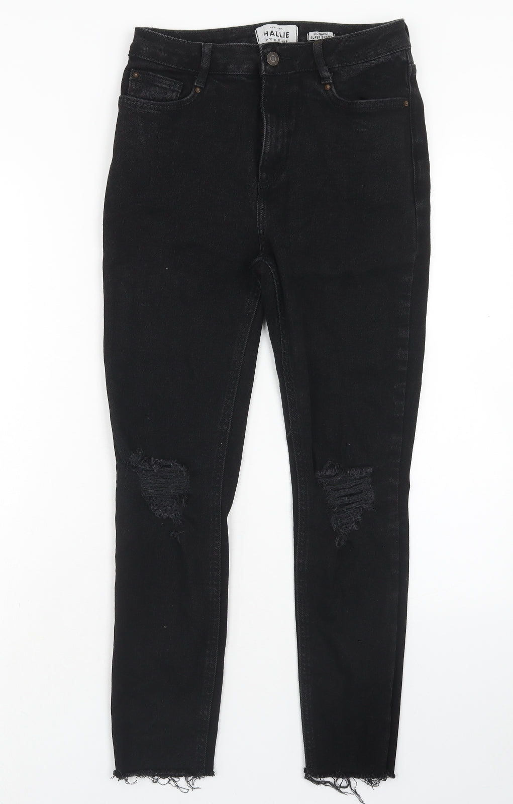 New Look Womens Black Cotton Skinny Jeans Size 10 Regular Button