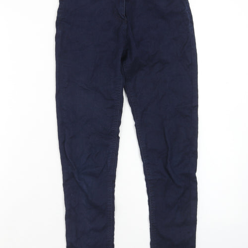 Marks and Spencer Girls Blue Cotton Skinny Jeans Size 10-11 Years Regular Button