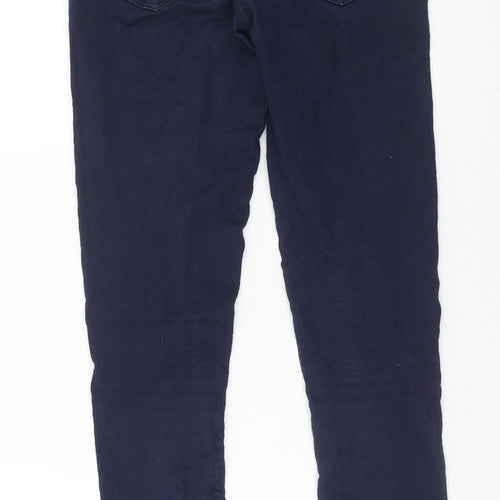 Marks and Spencer Girls Blue Cotton Skinny Jeans Size 10-11 Years Regular Button