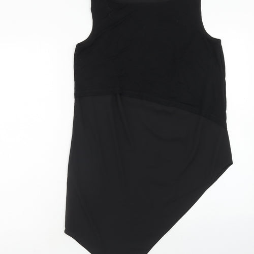 TU Womens Black Polyester Tunic Tank Size 10 Boat Neck - Asymmetric