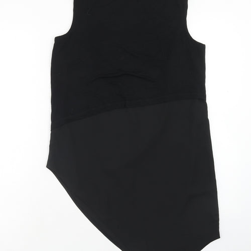 TU Womens Black Polyester Tunic Tank Size 10 Boat Neck - Asymmetric