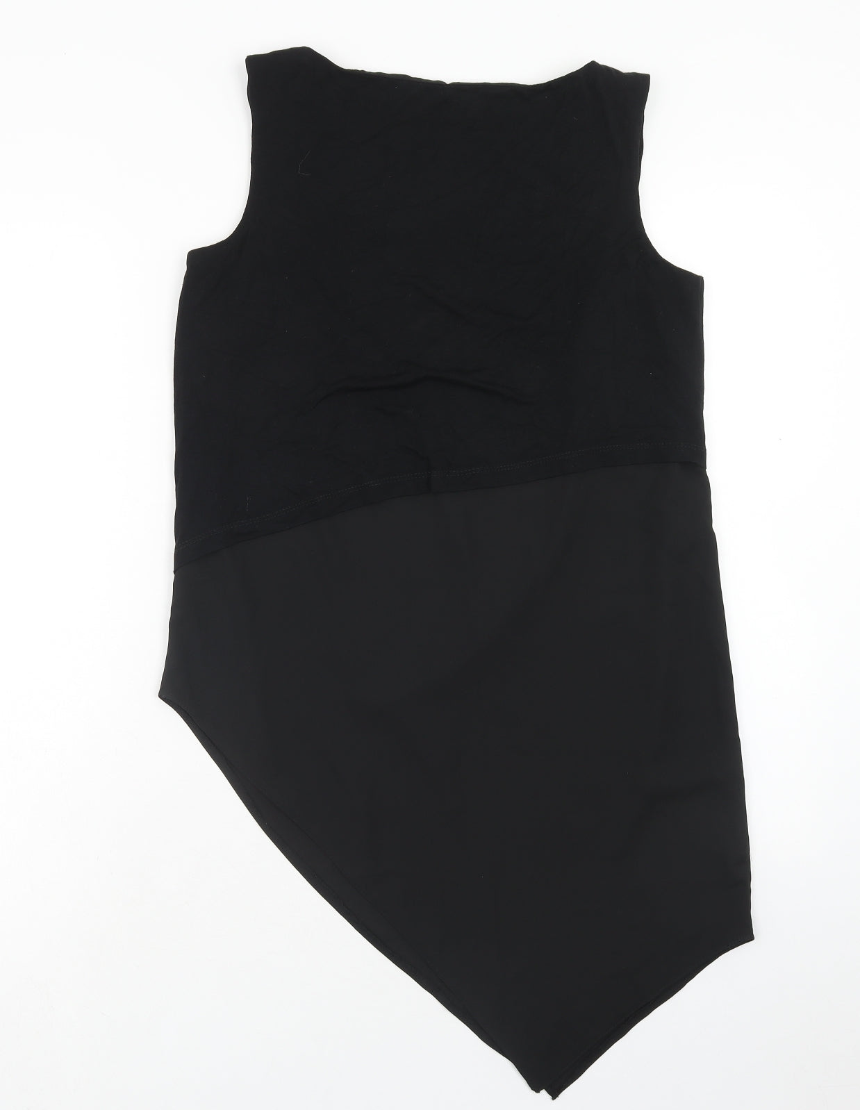 TU Womens Black Polyester Tunic Tank Size 10 Boat Neck - Asymmetric