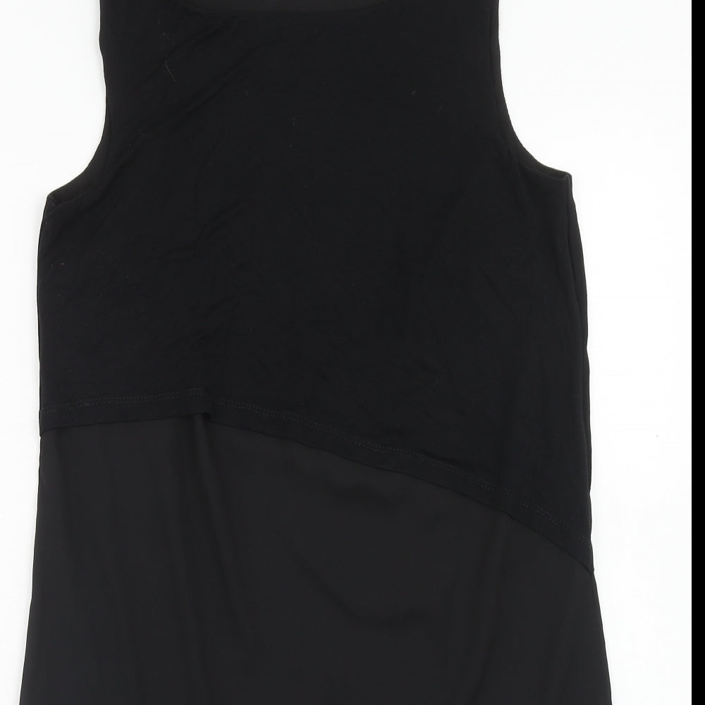 TU Womens Black Polyester Tunic Tank Size 10 Boat Neck - Asymmetric