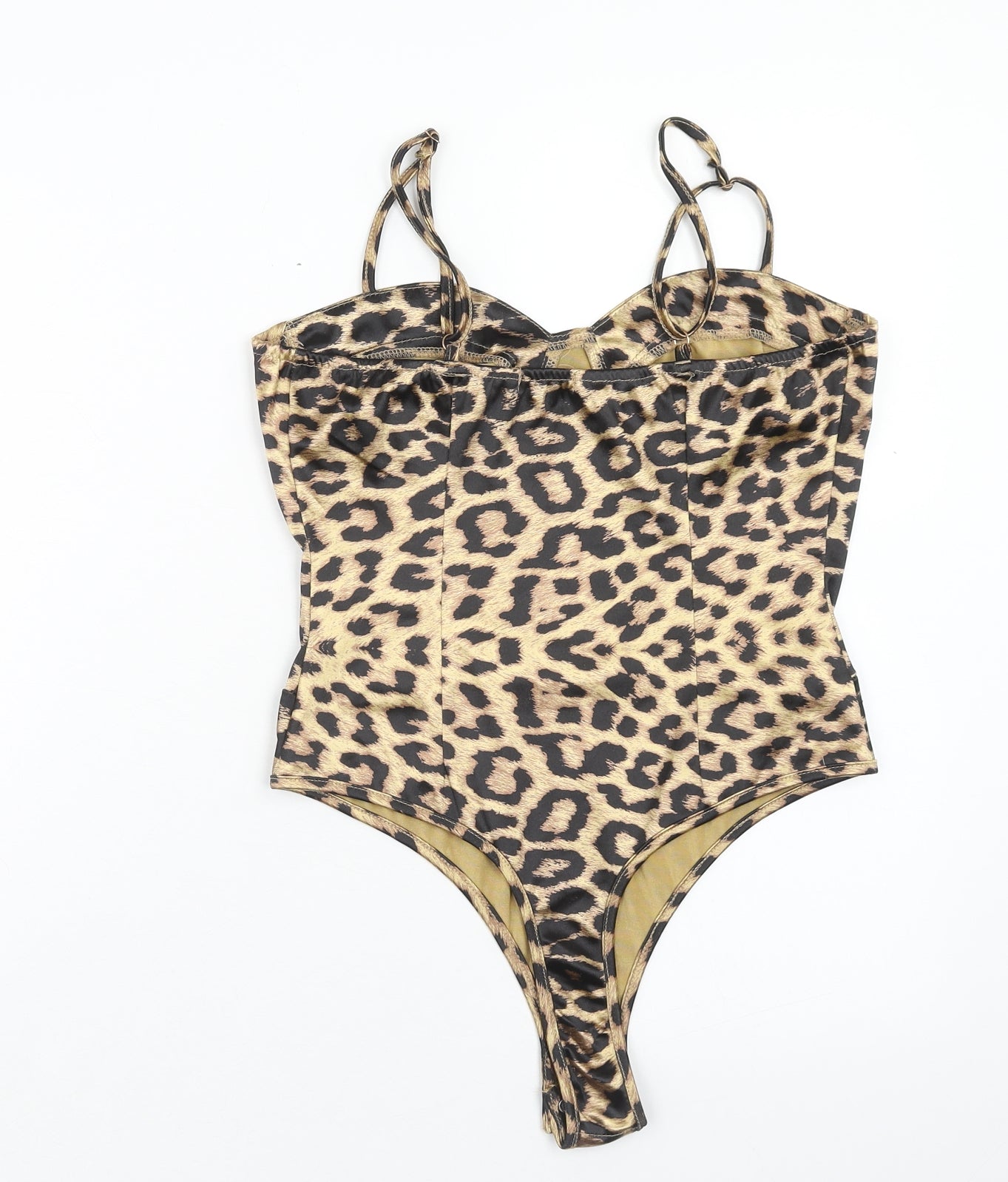 Quiz Womens Brown Animal Print Polyester Bodysuit One-Piece Size 10 Snap - Cheetah print