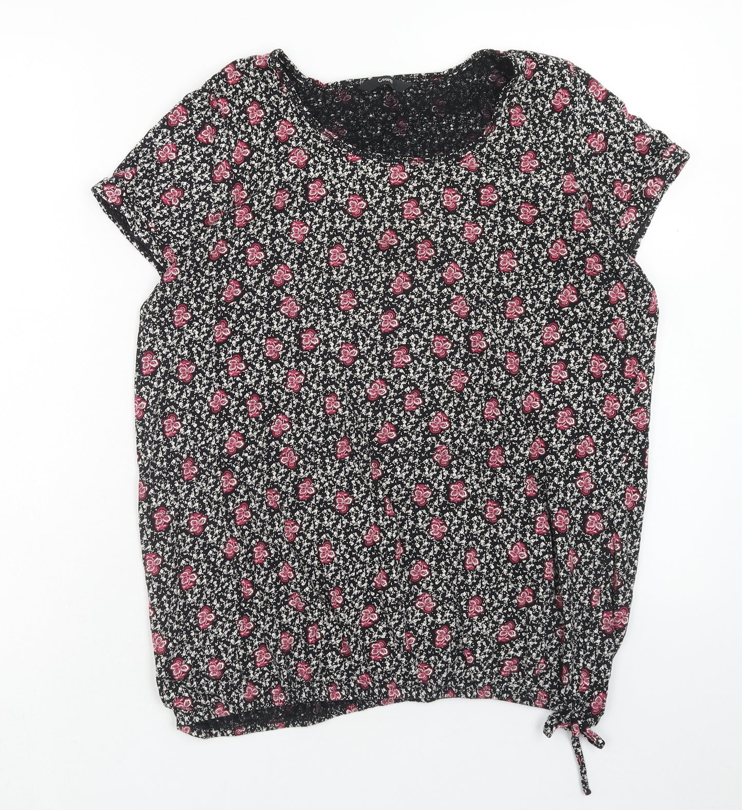 George Womens Multicoloured Floral Cotton Basic T-Shirt Size 16 Scoop Neck
