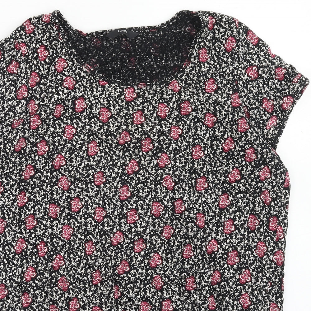 George Womens Multicoloured Floral Cotton Basic T-Shirt Size 16 Scoop Neck